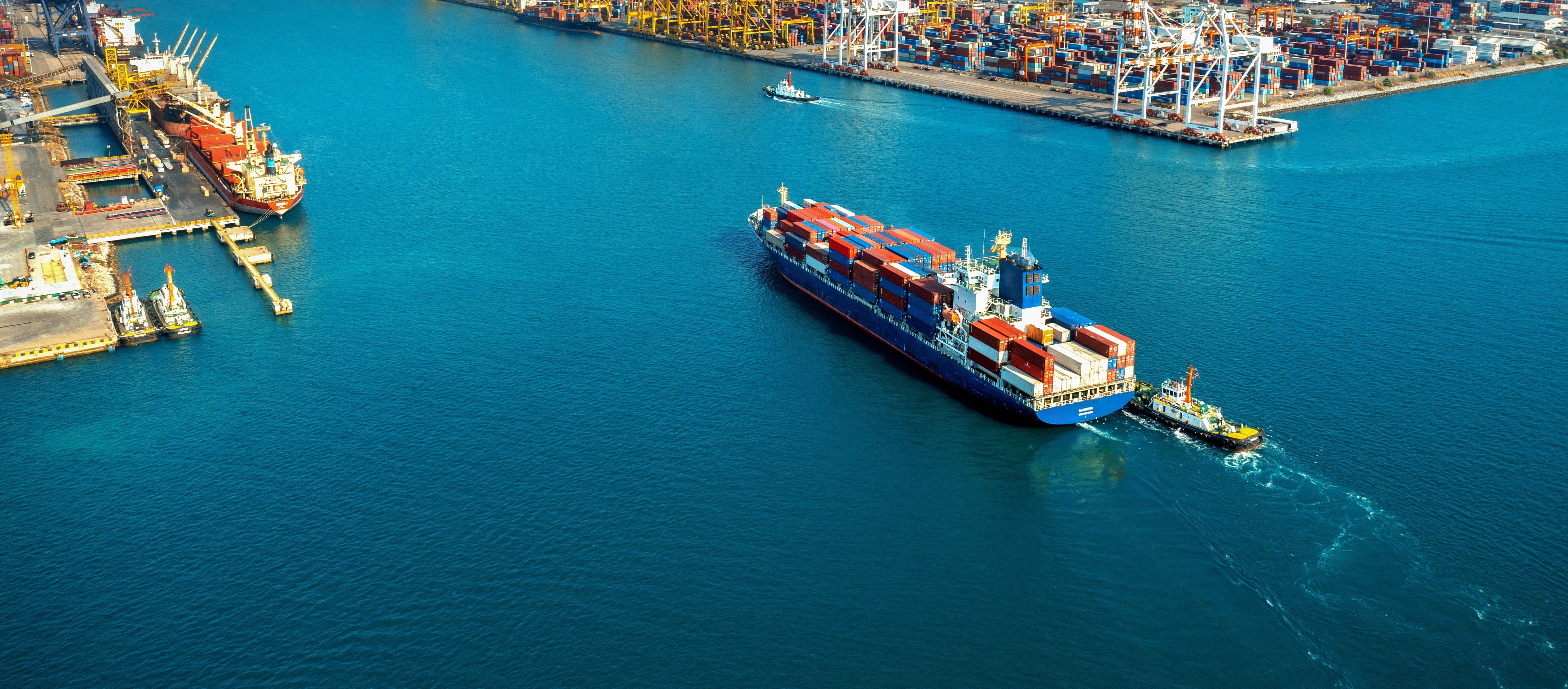 Cargo Ship at Sea
